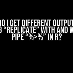 Why do I get different outputs for calling “replicate” with and without pipe “%>%” in R?